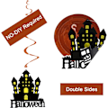 Pikkukuva 6 / 6: Halloween-koristeet riippuvina pyörteinä - 12 kpl riippuvaa Halloween-kattovirtaa - Suurikokoinen haamu, kurpitsa, noidat pyörteissä