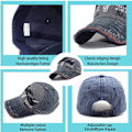 Miniatyrbillede 4 af 5: Cap Cap Vintage Cap i bomuld Unisex Distressed Snapback Trucker Hat