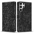 Miniatyrbillede 1 af 4: Frosted Læder Etui til Mandala Emed Retro Telefon Sort(FQ) For Samsung Galaxy S23 Ultra 5G Black