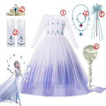 Miniatyrbild 4 av 4: Elsa prinsessklänning för flickor hög kvalitet vita paljetter mesh balklänning karnevalskläder barn cosplay snödrottning Frozen 2 kostym