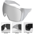 Miniatyrbillede 6 af 7: 3722 Oversized Wrap Around Custom Logo Solbriller til Kvinder Mænd Futuristiske Buede Linser Shades Fashion Shield Y2k Solbriller silver oversized