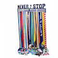 Miniatyrbillede 3 af 4: \"Never Stop & I Did it\" Runner Inspirerende Løb og Svømning Vægmonteret Medaljeophæng Display Holder med Vægmonteringssæt og Skruer - Sort NO LIMITS