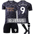 Miniatyrbillede 1 af 11: 22-23 Arsenal udebane sort nr. 7 Saka 9 Lacazette 19 Pepe 14 Aubameyang fodboldtrøjesæt No. 9 Jesus with socks Children's size 26