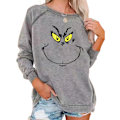 Miniatyrbillede 1 af 3: Dame Jule Grinch Sweatshirt Langærmet Bluse Pullover Z Grå grey M