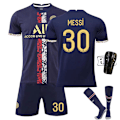 Miniatyrbild 1 av 11: 23 Paris träningsguld nr 30 Messi tröja nr 7 Mbappe nr 10 Neymar fotbollströja No. 30 with socks + protective gear XL