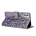 Miniatyrbillede 4 af 4: Frosted Læder Etui til Mandala Emed Retro Telefon Lilla(FQ) For Samsung Galaxy S21+ 5G Purple