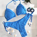 Pikkukuva 5 / 7: 2023 Uusi Seksi Kolmio Uimapuku Naisille Brasilialainen Bikini Halter Uima-asu Push Up Uimapuku Metalliketjusetti CS06
