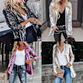 Miniatyrbillede 3 af 5: Kvinders Sequinjakke, Glitter Sparkle Casual Langærmet Blazer Frakke Black S