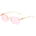 Pikkukuva 1 / 7: Ylellinen Y2K-muotoilija Kehyksetön neliömäinen retro leopardin pää metallirunko silikoninen nenätyyny UV400 urheilumuoti aurinkolasit Pink FASHION