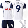 Miniatyrbilde 2 av 5: 2425 Tottenham Hotspur Hjemmedrakt Kort Erm Fotballdrakt - Sett - Nr. 7 Son Heung-min 17 Romero 9 + Sokker + Leggskinn 20(110-120cm)