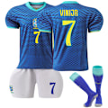 Miniatyrbilde 1 av 2: 24-25 Brasil Borte Barn Fotballdrakter Sett Fotballklær Nr. 7 Vinicius VINI JR 18
