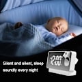Miniatyrbild 4 av 5: Vit Projektionsväckarklocka för Sovrum, Digital Väckarklocka Radio med Dimmer och USB-Laddningsportar, 180 Grader Rotationsbar Projektor, Snooze {DB}