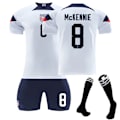 Miniatyrbild 6 av 11: 22-23 VM USA hemmatröja fotbollströja nr 10 Pulisic 8 McKennie 11 Aaronson 13 Morris Size 8 with socks + protective gear #26