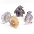 Miniatyrbilde 4 av 5: Svane Ørn Hode Fisk Ugle Pingvin Statue Naturlig Stein Grå Agat Geode Healing Krystall Utskåret Dyrefigurer Håndverk Hjemmeinnredning Ørnhode Eagle Head 5 pcs