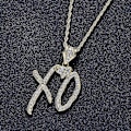 Miniatyrbilde 2 av 4: Elegant Hip Hop Rock Is-Out Xo Cubic Zirconia Hengesmykke for Menn Kule Rock Party Smykker A Silver