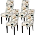 Miniatyrbild 1 av 5: 4-pack Julstolsöverdrag Stretchbar Avtagbar Tvättad Matrum Blomma Mönster Flower Pattern 4