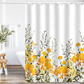 Miniatyrbillede 1 af 5: Gul Plante Stof Bruseforhæng, Bruseforhæng Badeværelse, Vandtæt Hurtigtør Polyester Stof 72\" B x 72\" L med Kroge