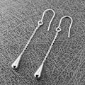 Miniatyrbillede 3 af 3: Moderne Titanium Stål Tilbage Hæng Lang Øre Krog Øreringe
