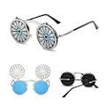 Pikkukuva 1 / 7: Retro-henkilöllisyyden heijastavat uudet miesten metalliset aurinkolasit Steampunk-käännettävät aurinkolasit 2024 C3  Picture Color Round Sunglasses