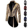 Miniatyrbilde 1 av 4: Menn Skinnende Sekvens Glitter Utsmykket Blazer Jakke Menn Nattklubb Prom Dress Jakke Dress Homme Sangers Scene Klær Smoking Ny Lilla Purple 2XL
