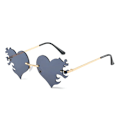 Miniatyrbillede 1 af 7: 2024 Nye Fashion Party Metal Rimless Trendy Solbriller Rammeløse Hjerte Ild Solbriller C1