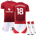 Miniatyrbilde 1 av 2: 24-25 Manchester United Hjemme Barn Fotballsett Nr. 18 Casemiro 22