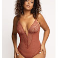 Miniatyrbilde 3 av 5: Lace Shapewear Body for Kvinner - Magekontroll - Lys Rød Light Red 2XL