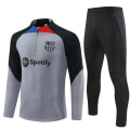 Miniatyrbillede 1 af 6: Sæson 23-24 Barcelona langærmet halv tracksuit til voksne fodbold uniform træningstøj langærmet dragt grå grey 10