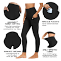 Miniatyrbillede 2 af 4: Højtaljede yogabukser med dobbeltsidede lommer, ni-punkts yogaleggings, sort-M