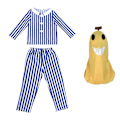 Miniatyrbillede 1 af 5: Voksen Bananer i Pyjamas Kostume Blå Hvid Stribet Skjorte Bukser Med Banan Hoved Mænd Kvinder Fest Kostume Halloween Bedste Valg Blå Hvid Blue white M