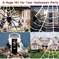 Miniatyrbilde 4 av 5: Halloween-edderkopp, 200 cm gigantisk edderkopp, Halloween-utendørsdekorasjon med 7 m trekantet nett, 20 g utvidbart edderkoppnett, 10 plast edderkopper, skrekk