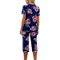 Pikkukuva 4 / 5: Naisten pyjama 2-osainen yöasu lyhythihainen T-paita ja capri-housut tummansininen tummansininen Navy Blue XL