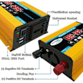 Miniatyrbillede 2 af 3: 12v 220v Inverter, 4000W Ren Sinus Inverter DC 12V 220V/110V Bilstikkontakt med Dobbelt Spændingsvisning og USB-porte 4.2A Oplader