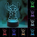 Miniatyrbilde 1 av 5: 3D Illusion Stitch Nattlys, Stitch Gaver 3D Led 7 Farger Smart Touch Bordlampe for Jul Sting Gaver Barnerom Dekorasjon Feriegaver Stitch