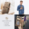 Miniatyrbillede 5 af 5: SQBB Etui til Samsung Galaxy A22 5g Cover Wallet Holdbar PU Læder Magnetisk Flip Lynlås Kortholder - Brun Brun ingen