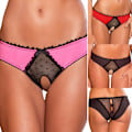 Miniatyrbilde 1 av 9: Sexy truser med åpen skritt blondeundertøy for kvinner svart L svart Black 2XL