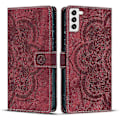 Miniatyrbillede 1 af 4: Frosted Læder Etui til Mandala Emed Retro Telefon Rød(FQ) For Samsung Galaxy S22 5G Red