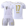 Pikkukuva 1 / 11: 22-23 Bayern vierasvalkoinen nro 17 Mane 6 Kimmich 4 De Ligt 25 Muller 10 Sane jalkapallopaita 2223 Bayern away number 17 #24