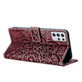 Miniatyrbillede 4 af 4: Frosted Læder Etui til Mandala Emed Retro Telefon Rød(FQ) For Samsung Galaxy S21 Ultra 5G Red