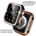 Miniatyrbillede 4 af 7: Bling Glass+Cover til Apple Watch Case 45mm 41mm 40mm 44mm 42mm 38mm Diamant Bumper+Skærmbeskytter iwatch serie 7 9 8 5 6 SE A Hvid sølv A White silver 40mm Series 654 SE