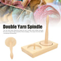 Miniatyrbillede 5 af 5: Dobbelt garnkugleholder spindler træ syning hækling værktøj spinning garn trådholder dispenser til strikning