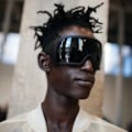Pikkukuva 4 / 7: 3722 Ylisuuret käärittävät mukautetut logon aurinkolasit naisille ja miehille Futuristiset kaarevat linssit Sävyt Muotisuoja Y2k Aurinkolasit Black oversized