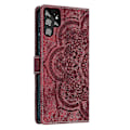 Miniatyrbillede 3 af 4: Frosted Læder Etui til Mandala Emed Retro Telefon Rød(FQ) For Samsung Galaxy S22 Ultra 5G Red