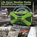 Miniatyrbilde 2 av 5: 10000mAh Nødradio Solcelledrevet Radio med Sveiv Bærbar Am/fm/noaa Værradio med Telefonlader Lommelykt-Perfekt Green