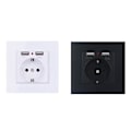 Pikkukuva 7 / 9: Virtapiste 2 USB-latausportin ja ylivirtasuojan kanssa, EU-standardin pistorasia, seinäpaneeli kotiin, toimistoon ja hotelliin Black 0.13