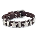 Miniatyrbillede 1 af 5: Retro Punk Faux Læder Armbånd Stjerne Læder Armbånd Justerbar Kaffe
