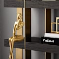 Miniatyrbild 5 av 5: Gyllene abstrakta hyllefigurer, abstrakt man staty samling utskuren konst action staty prydnad prydnad för studie kontor (d)