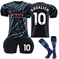 Miniatyrbillede 1 af 2: 23-24 Manchester City Away Børne Nr. 10 Grealish Fodboldsæt NO.10 28