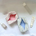 Miniatyrbilde 6 av 9: Blomstermønstret Puffy Quilted Makeup Bag Stor Reise Kosmetikkveske BLÅ BLUE