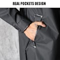 Miniatyrbillede 5 af 5: 2021 Ny Sort Fashion Voksen Vandtæt Lang Mænd Kvinder Regnjakke Hætte Sort black XL